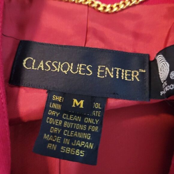 Vintage Classiques Entier Wool Blazer Jacket M Red Zip Up Designer Sanyo Japan - Picture 10 of 12